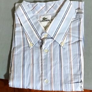 Lacoste Men's Blue Striped Shirt
